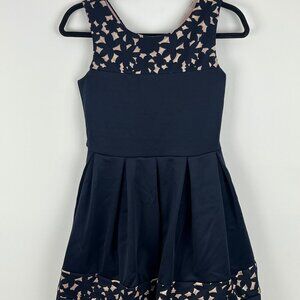 Iris & Ivy Kids Dress Size 14 Dark Blue Sleeveless Wide Strap Fit Flare Polyeste